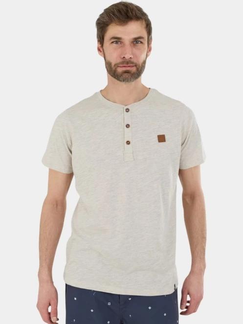 Fundango Phase Henley T-shirt férfi rövid ujjú póló homok színben 5