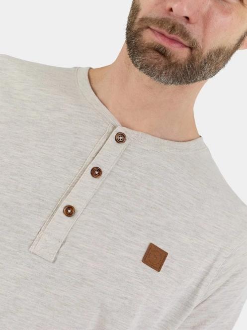 Fundango Phase Henley T-shirt férfi rövid ujjú póló homok színben 6