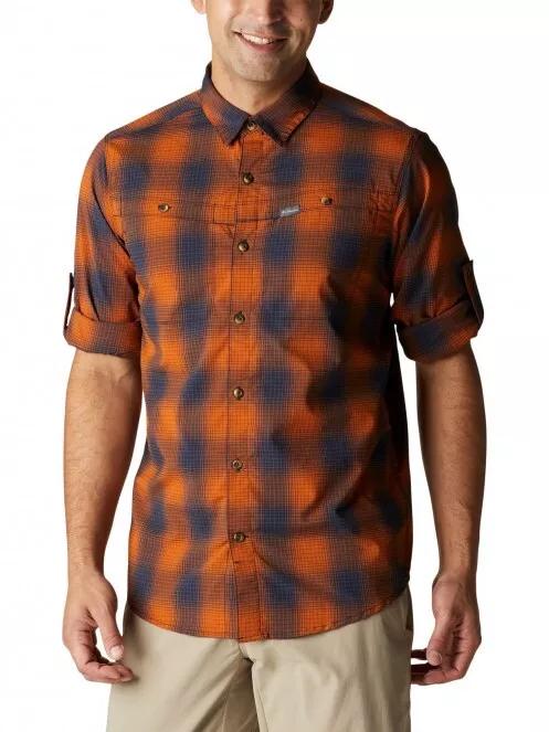 Columbia Newton Ridge II Plaid Long Sleeve Shirt férfi túraing narancssárga színben 5
