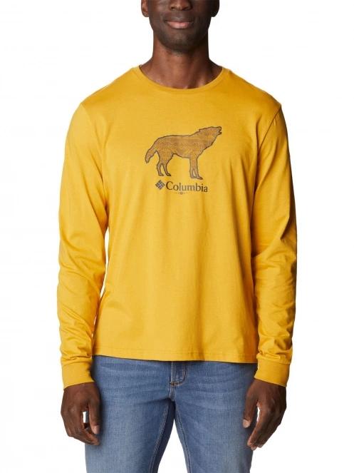 Columbia CSC Seasonal Logo Long Sleeve Tee férfi hosszú ujjú póló sárga színben 2