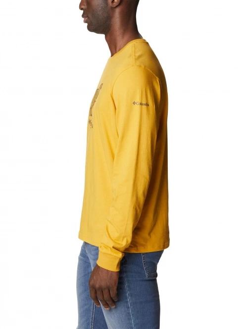 Columbia CSC Seasonal Logo Long Sleeve Tee férfi hosszú ujjú póló sárga színben 3