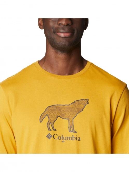 Columbia CSC Seasonal Logo Long Sleeve Tee férfi hosszú ujjú póló sárga színben 6