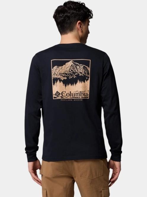 Columbia CSC Seasonal Logo Long Sleeve Tee férfi hosszú ujjú póló fekete színben 4