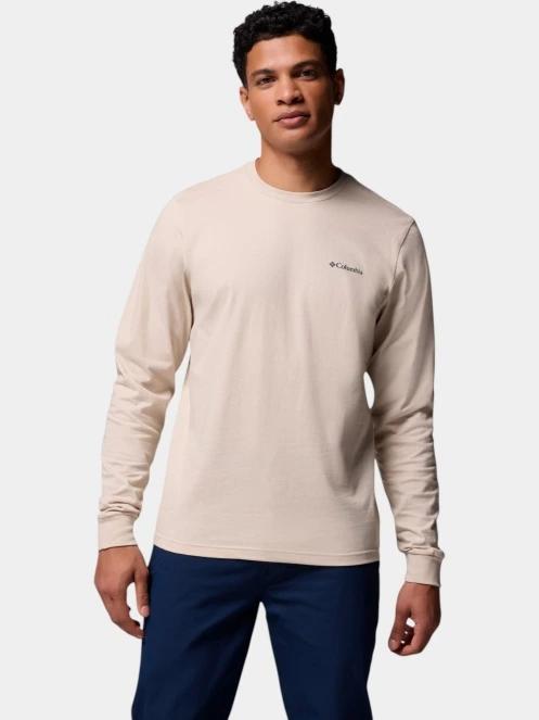Columbia CSC Seasonal Logo Long Sleeve Tee férfi hosszú ujjú póló homok színben 2