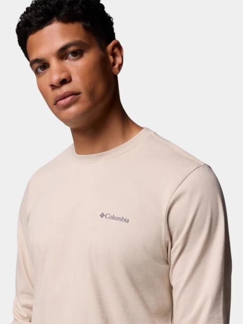 Columbia CSC Seasonal Logo Long Sleeve Tee férfi hosszú ujjú póló homok színben 6