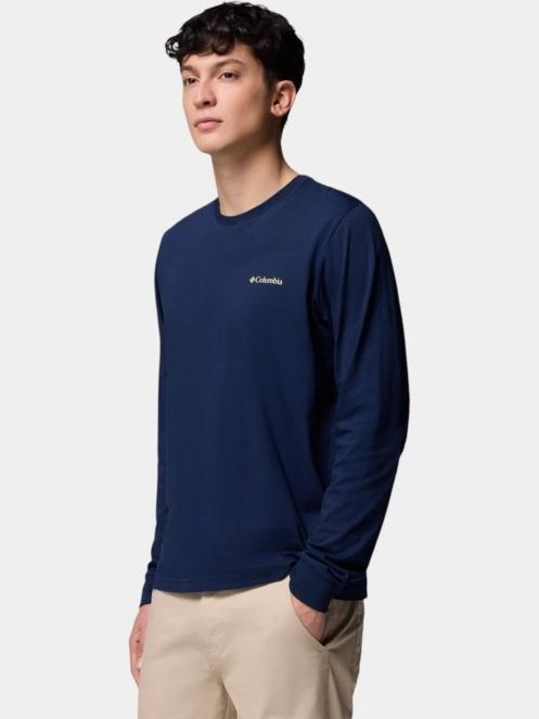 Columbia CSC Seasonal Logo Long Sleeve Tee férfi hosszú ujjú póló kék színben 3