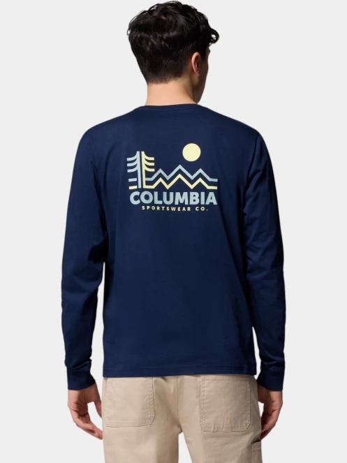 Columbia CSC Seasonal Logo Long Sleeve Tee férfi hosszú ujjú póló kék színben 4