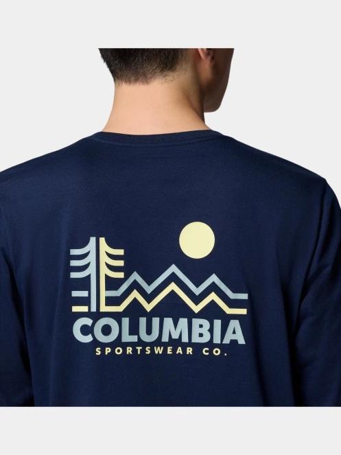 Columbia CSC Seasonal Logo Long Sleeve Tee férfi hosszú ujjú póló kék színben 7