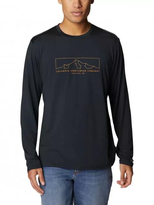 Columbia Tech Trail LS Graphic férfi rövid ujjú sport póló fekete színben 2