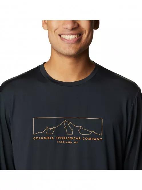 Columbia Tech Trail LS Graphic férfi rövid ujjú sport póló fekete színben 5