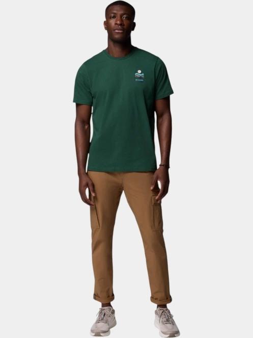 Columbia Explorers Canyon Back Short Sleeve Tee férfi rövid ujjú póló zöld színben 5