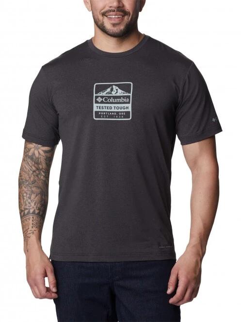 Columbia Tech Trail Front Graphic SS Tee férfi rövid ujjú sport póló fekete színben 2