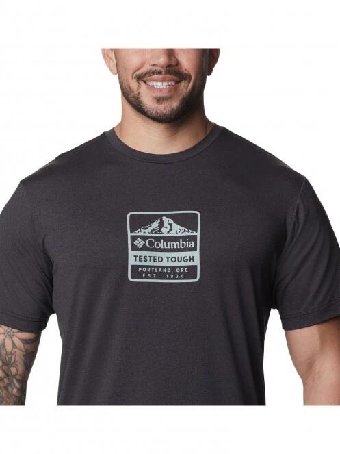 Columbia Tech Trail Front Graphic SS Tee férfi rövid ujjú sport póló fekete színben 5
