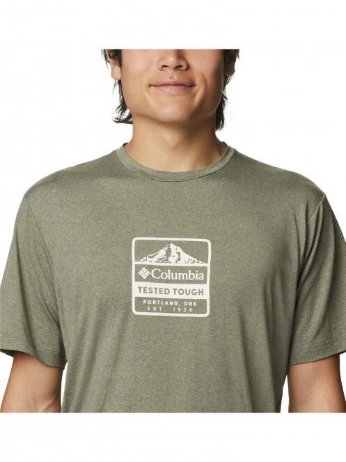 Columbia Tech Trail Front Graphic SS Tee férfi rövid ujjú sport póló zöld színben 5