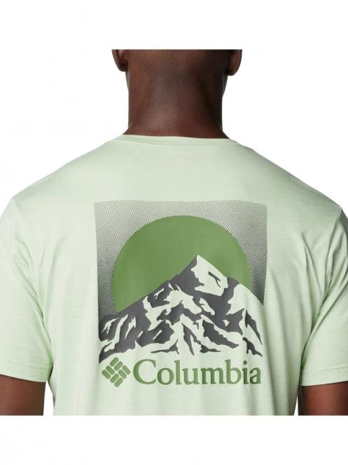 Columbia Kwick Hike Back Graphic Short Sleeve Tee férfi rövid ujjú sport póló zöld színben 6