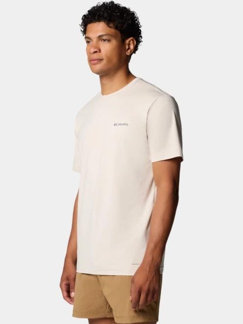 Columbia Kwick Hike Back Graphic SS Tee férfi rövid ujjú sport póló homok színben 3