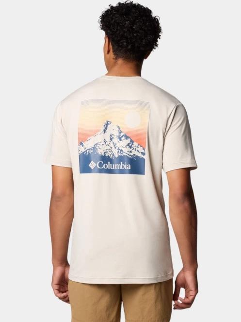 Columbia Kwick Hike Back Graphic SS Tee férfi rövid ujjú sport póló homok színben 4