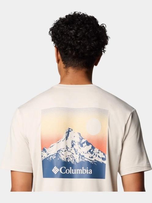 Columbia Kwick Hike Back Graphic SS Tee férfi rövid ujjú sport póló homok színben 6