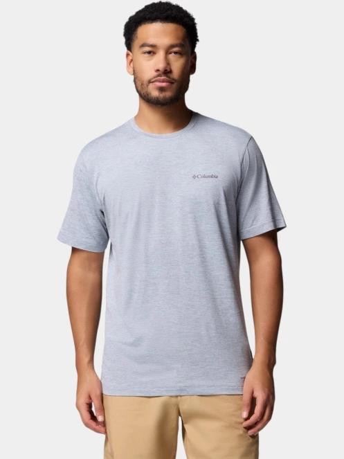Columbia Kwick Hike Back Graphic Short Sleeve Tee férfi rövid ujjú sport póló szürke színben 2