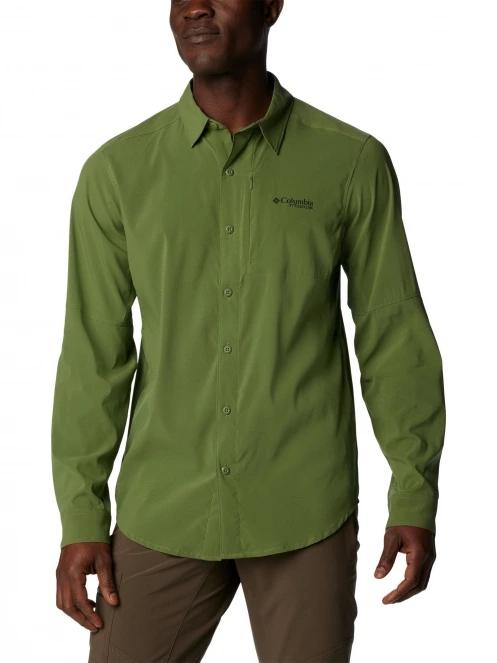 Columbia Cirque River Vented Woven Long Sleeve Shirt férfi hosszú ujjú túraing zöld színben 2