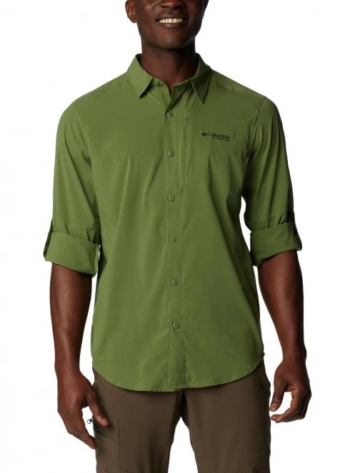 Columbia Cirque River Vented Woven Long Sleeve Shirt férfi hosszú ujjú túraing zöld színben 5
