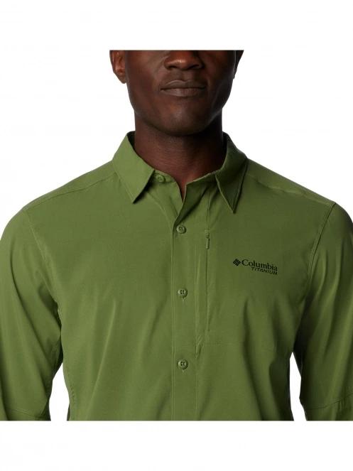 Columbia Cirque River Vented Woven Long Sleeve Shirt férfi hosszú ujjú túraing zöld színben 6