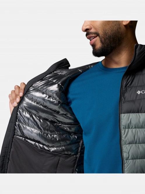 Columbia Powder Lite II Hooded Jacket férfi steppelt átmeneti kabát zöld színben 7