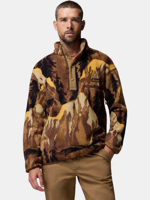 Columbia Helvetia II Printed Half Snap Fleece férfi polár pulóver oliva színben 2