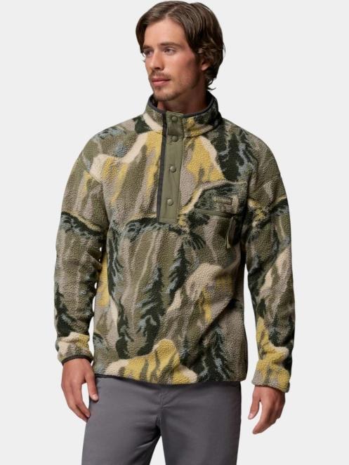 Columbia Helvetia II Printed Half Snap Fleece férfi polár pulóver zöld színben 2