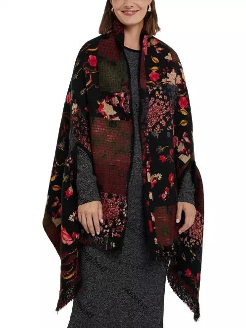 Desigual Poncho Free Style Patch Reversible női poncsó fekete színben 2