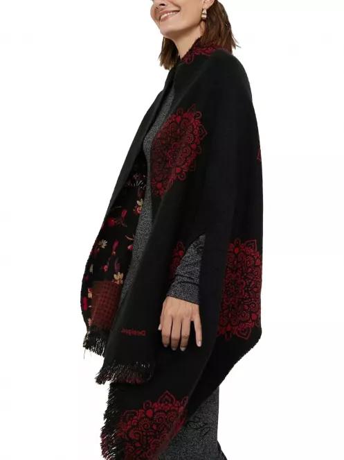 Desigual Poncho Free Style Patch Reversible női poncsó fekete színben 4