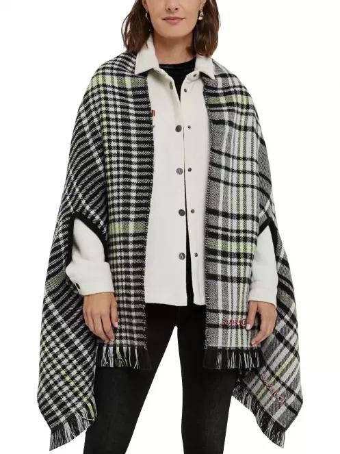 Desigual Poncho Monogram Reversible női poncsó szürke színben 2