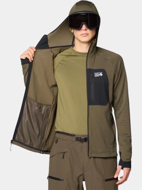 Mountain Hardwear Polartec Power Grid Full Zip Hoody férfi polár pulóver oliva színben 5