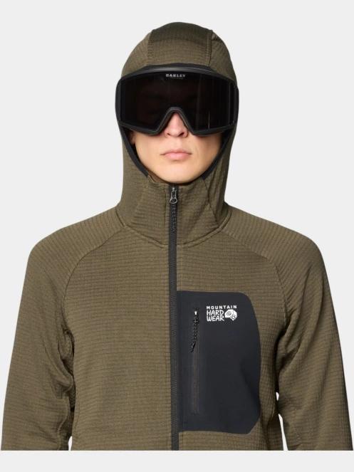 Mountain Hardwear Polartec Power Grid Full Zip Hoody férfi polár pulóver oliva színben 6
