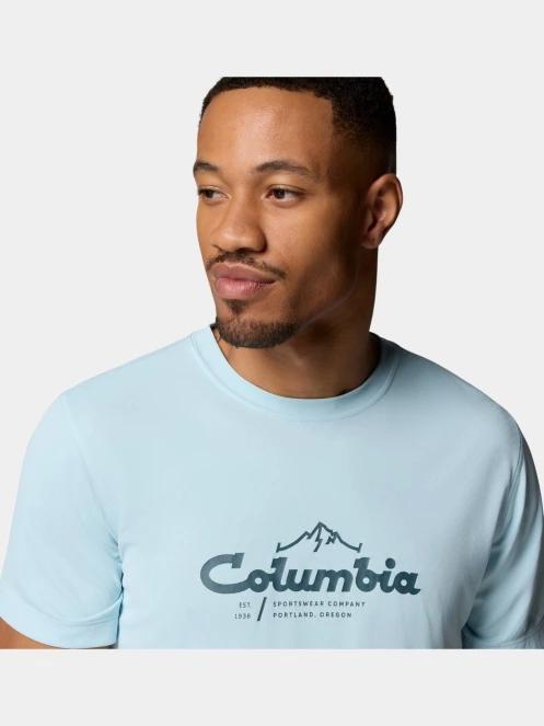Columbia Zero Rules Light Short Sleeve Graphic Crew férfi rövid ujjú sport póló világoskék színben 7