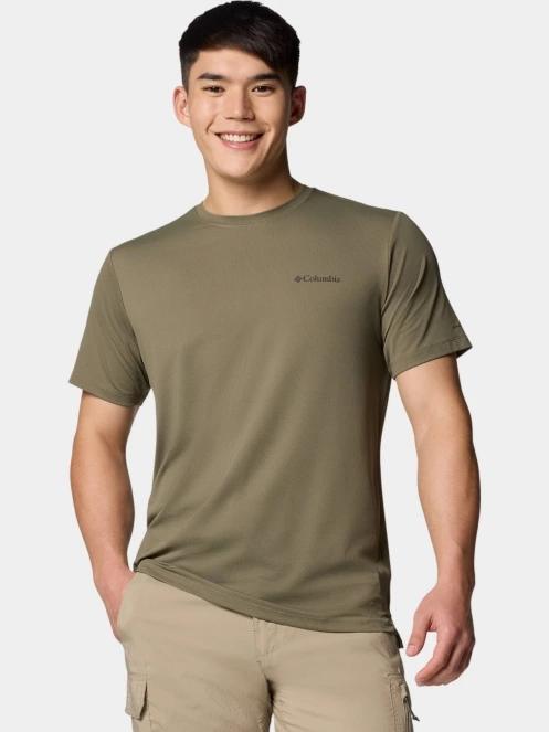 Columbia Tech Trail Utility Short Sleeve Crew férfi rövid ujjú sport póló zöld színben 5
