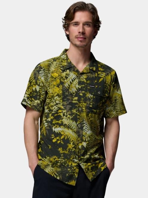 Columbia Tech Trail Utility Printed Woven Short Sleeve férfi rövid ujjú ing sötétzöld színben 2
