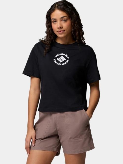 Columbia Rolling Bend Graphic Relaxed Crop Short Sleeve Shirt női rövid ujjú póló fekete színben 2