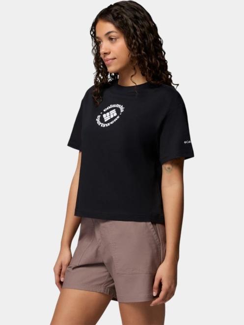 Columbia Rolling Bend Graphic Relaxed Crop Short Sleeve Shirt női rövid ujjú póló fekete színben 3