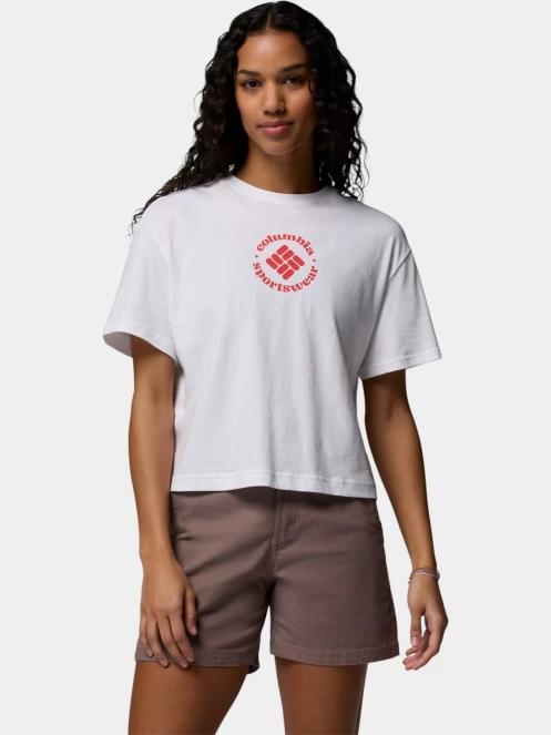 Columbia Rolling Bend Graphic Relaxed Crop Short Sleeve Shirt női rövid ujjú póló fehér színben 2