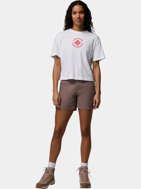 Columbia Rolling Bend Graphic Relaxed Crop Short Sleeve Shirt női rövid ujjú póló fehér színben 5