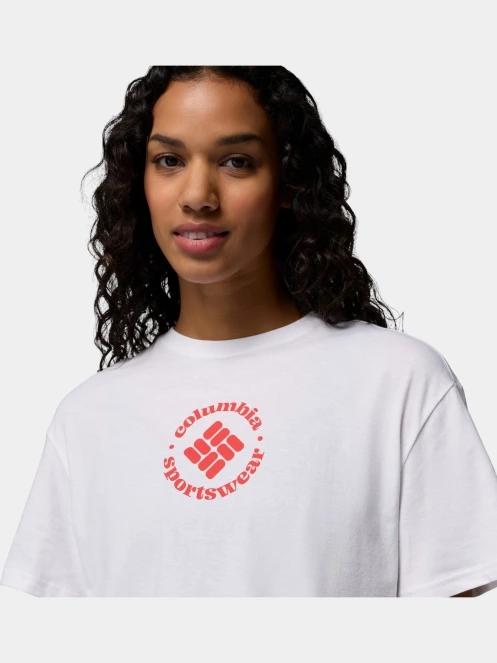 Columbia Rolling Bend Graphic Relaxed Crop Short Sleeve Shirt női rövid ujjú póló fehér színben 6