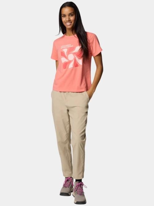 Columbia Sun Trek Graphic Short Sleeve III női rövid ujjú sport póló piros színben 5