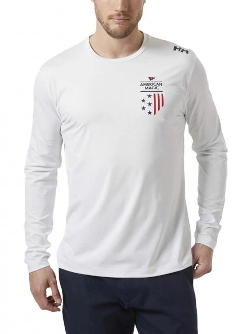 Helly Hansen Am Upf Tech Ls férfi hosszú ujjú sport póló fehér színben 2