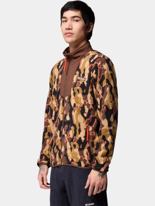 Columbia Sequoia Grove Printed Full Zip férfi polár pulóver barna színben 3