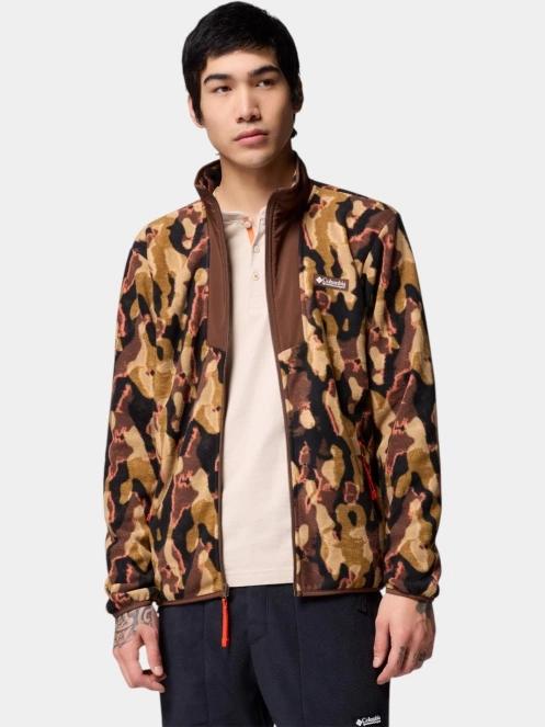 Columbia Sequoia Grove Printed Full Zip férfi polár pulóver barna színben 5