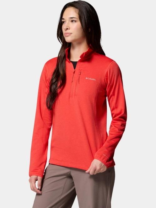 Columbia Essential Hike Grid Fleece Half Zip női polár pulóver piros színben 3