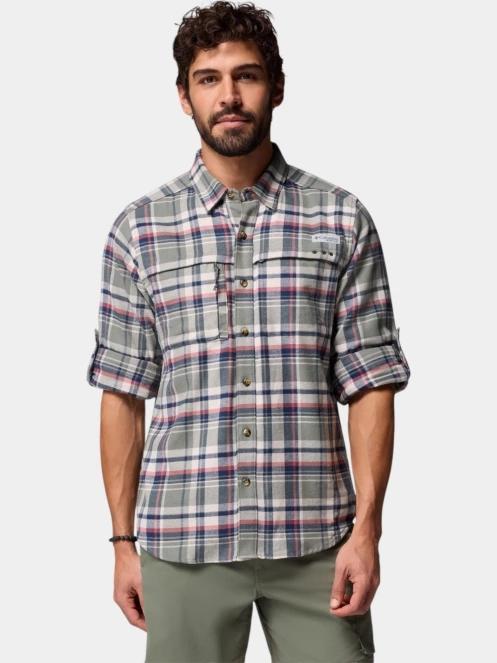 Columbia Wild Cast Flannel Shirt férfi hosszú ujjú túraing zöld színben 5