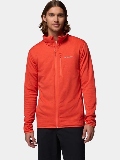 Columbia Essential Hike Grid Fleece Full Zip férfi polár pulóver piros színben 2