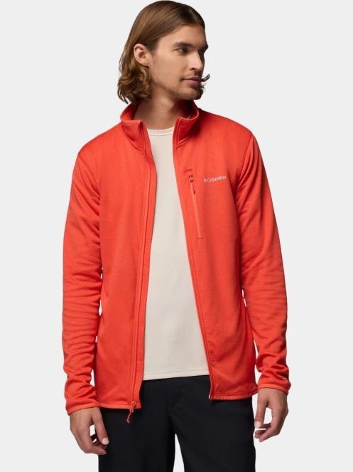 Columbia Essential Hike Grid Fleece Full Zip férfi polár pulóver piros színben 6